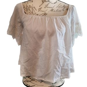 Express White Eyelet Boho Blouse